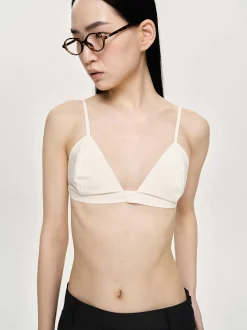 Women Source Unknown Tops-Heart Neck Cotton Bra Top, Canvas