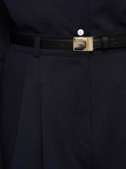 Women Source Unknown Clothing-High Rise Angled Shorts, Navy