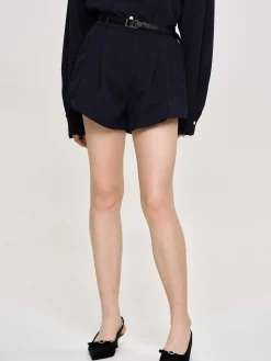 Women Source Unknown Co-Ords-High Rise Angled Shorts, Navy
