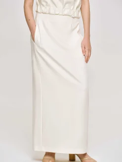 Women Source Unknown Clothing-High Rise Fluid Skirt, Ivory