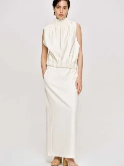 Women Source Unknown Clothing-High Rise Fluid Skirt, Ivory