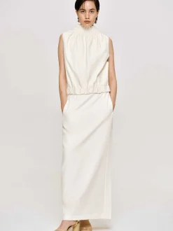Women Source Unknown Bottoms-High Rise Fluid Skirt, Ivory
