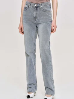 Women Source Unknown Denim-High-Rise Long Jeans, Ash Blue