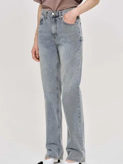 Women Source Unknown Denim-High-Rise Long Jeans, Ash Blue