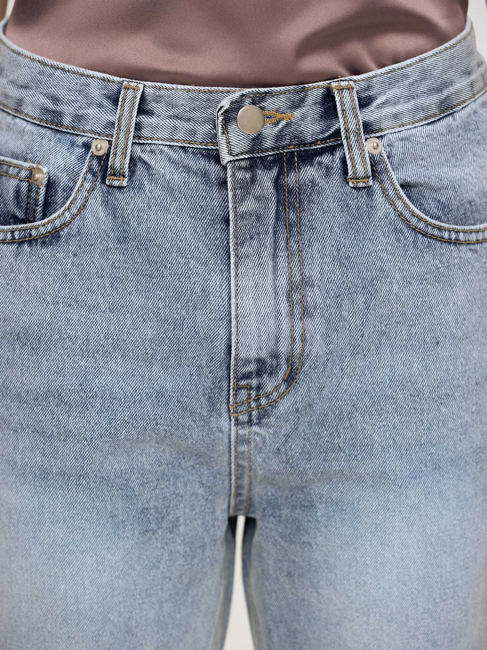 Women Source Unknown Clothing-High-Rise Long Jeans, Ash Blue
