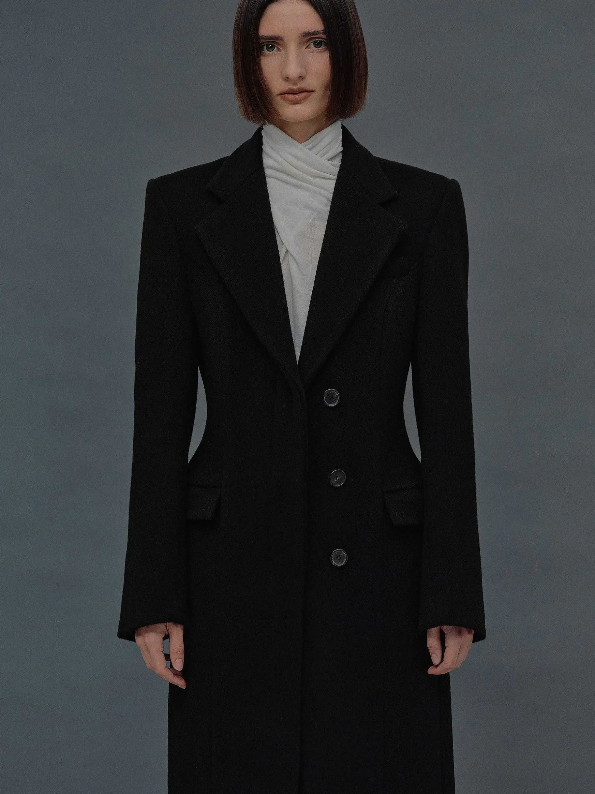 Women Source Unknown Outerwear-Holin Hourglass Coat, Black
