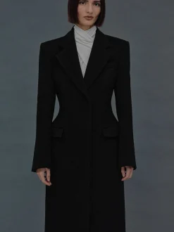 Women Source Unknown Outerwear-Holin Hourglass Coat, Black