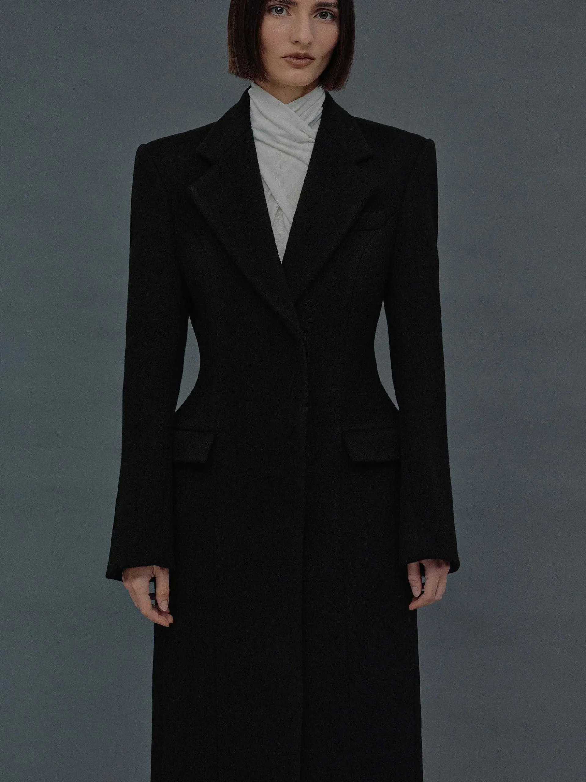 Women Source Unknown Clothing-Holin Hourglass Coat, Black