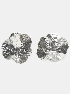 Women Source Unknown Accessories-Irregular Petal Earrings, Silver