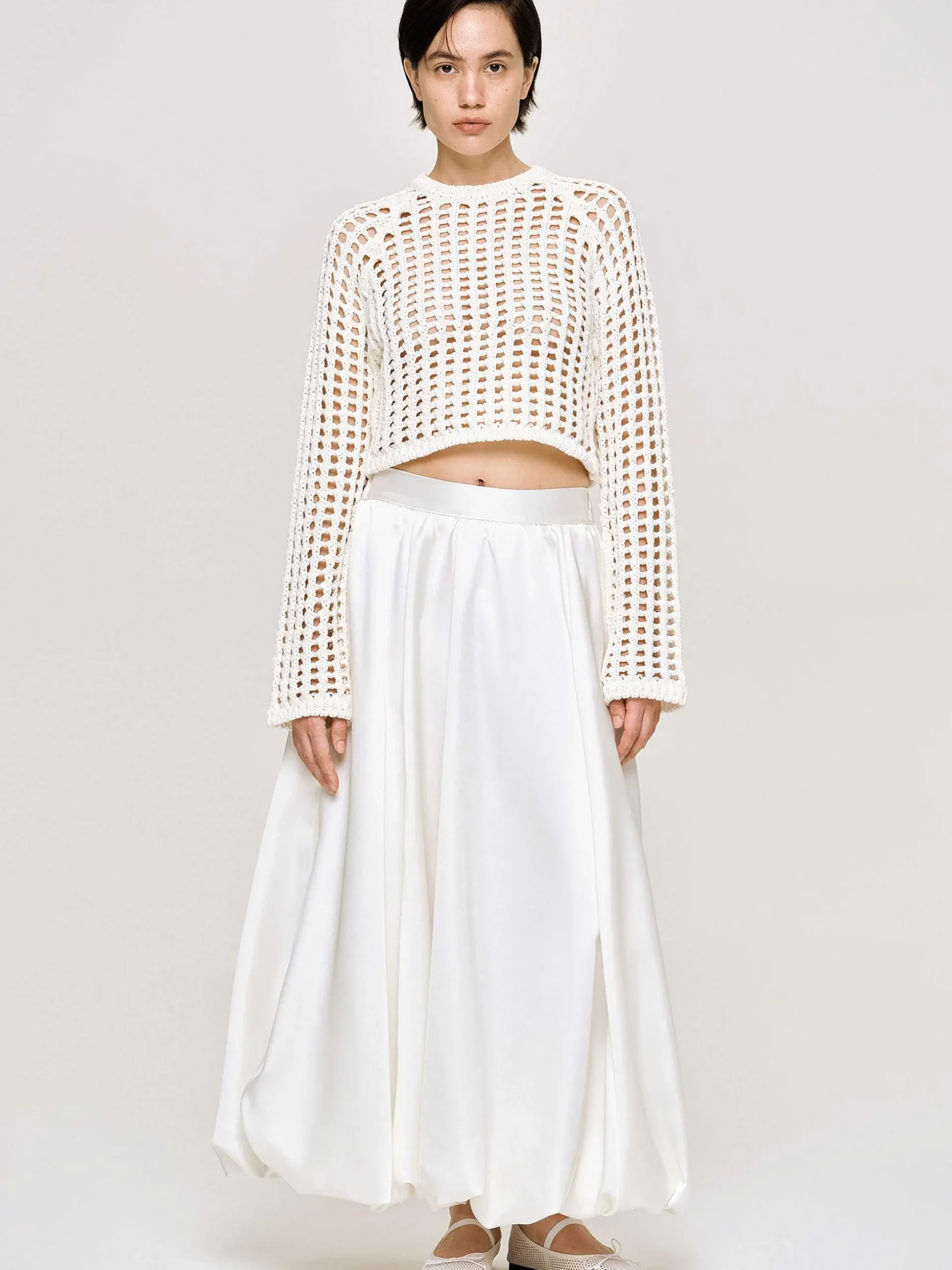 Women Source Unknown Bottoms-Kaleido Puffball Skirt, White