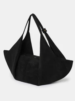 Women Source Unknown Clothing-Large Fortune Cookie Bag, Suede Black