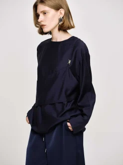 Women Source Unknown Tops-Layered Blouse, Navy