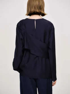 Women Source Unknown Tops-Layered Blouse, Navy