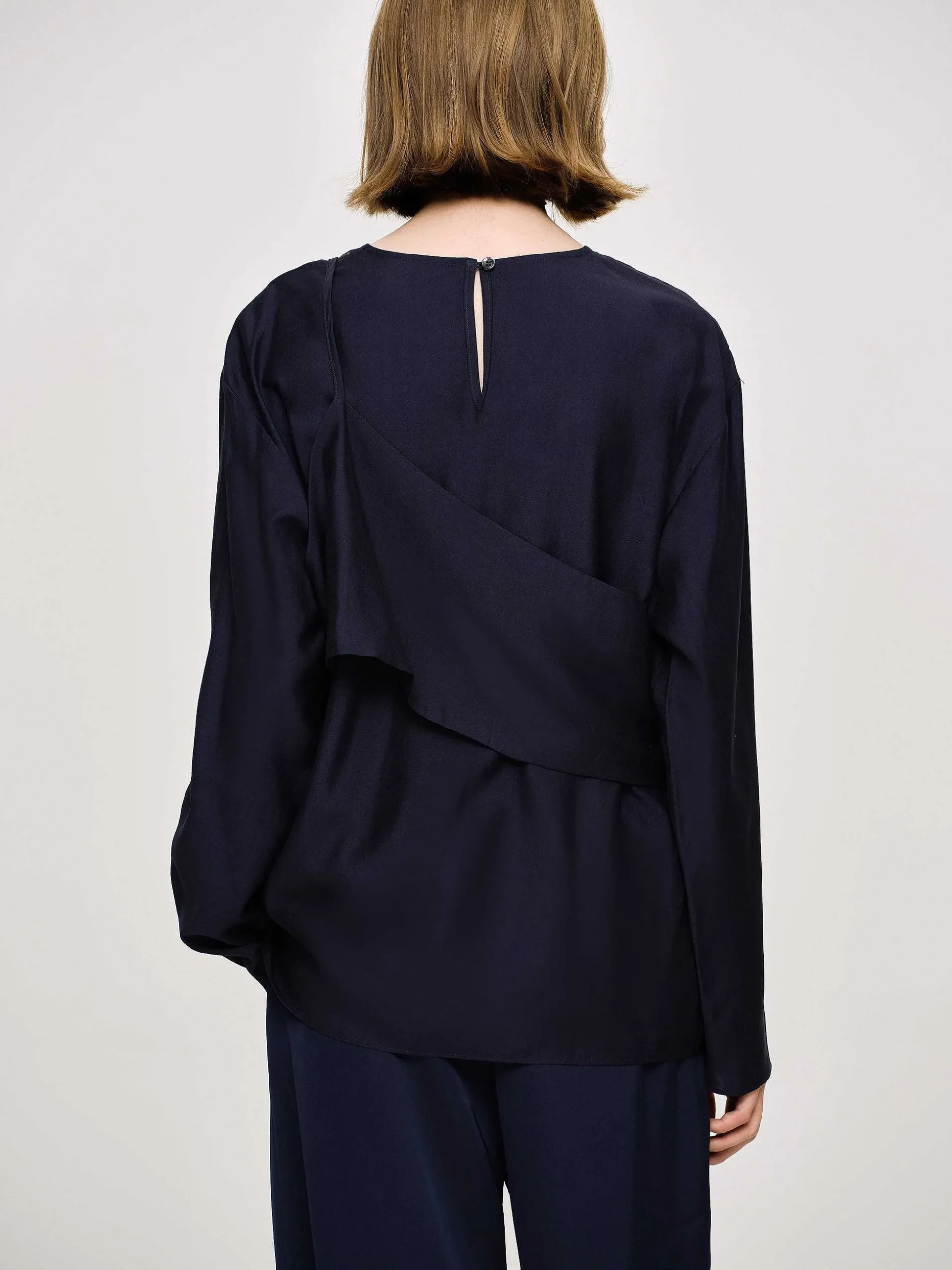 Women Source Unknown Clothing-Layered Blouse, Navy