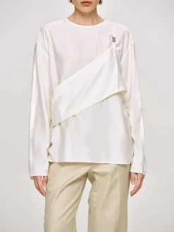 Women Source Unknown Clothing-Layered Bustier Blouse, Ivory