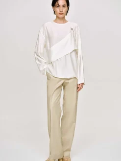 Women Source Unknown Tops-Layered Bustier Blouse, Ivory