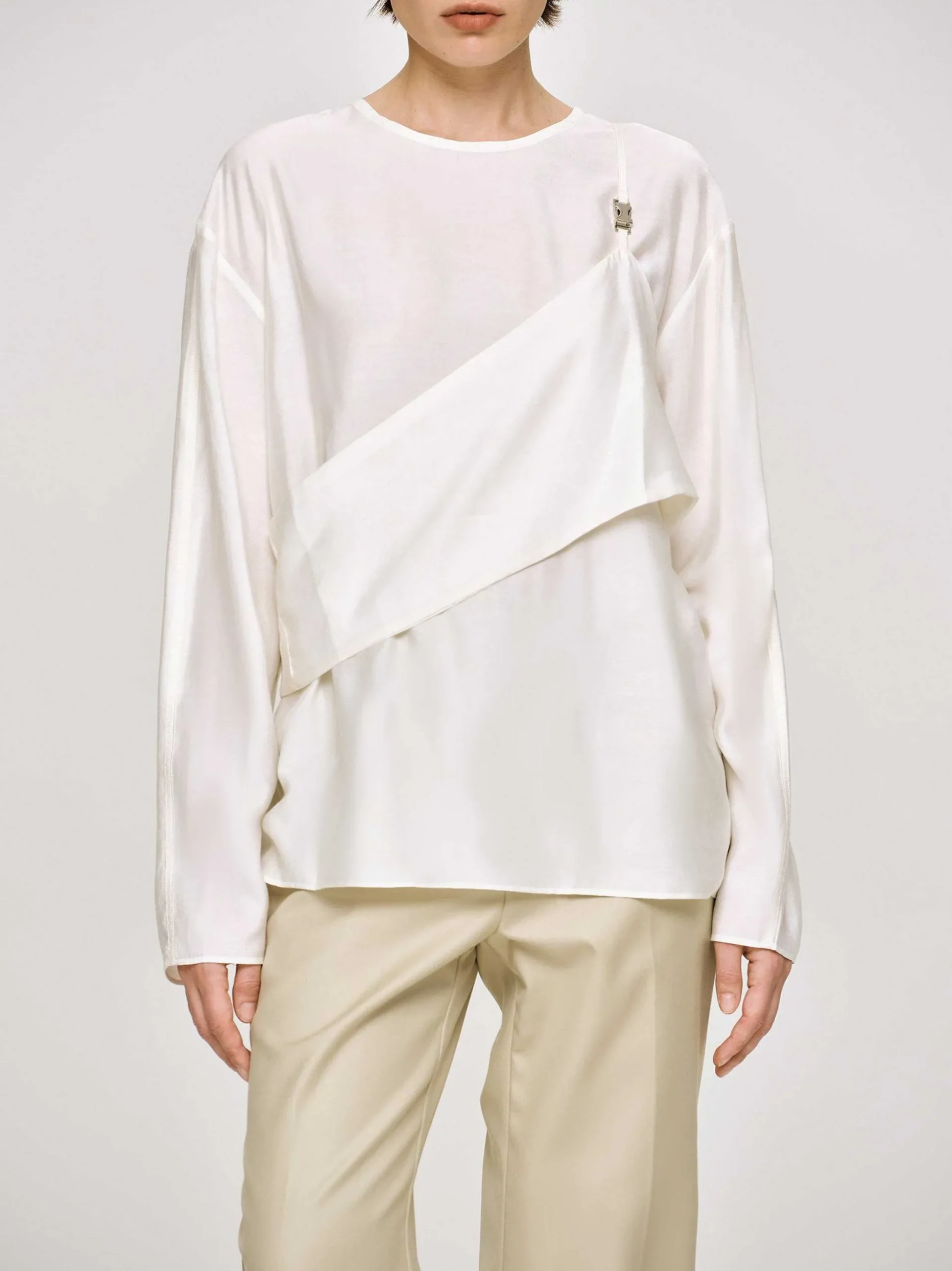 Women Source Unknown Tops-Layered Bustier Blouse, Ivory