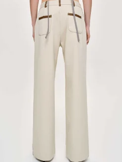 Women Source Unknown Clothing-Leather-Trimmed Pants, Canvas