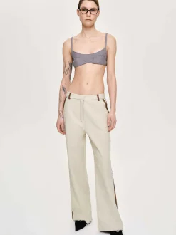 Women Source Unknown Clothing-Leather-Trimmed Pants, Canvas