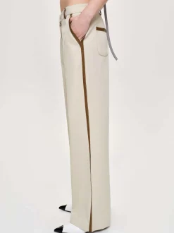 Women Source Unknown Clothing-Leather-Trimmed Pants, Canvas