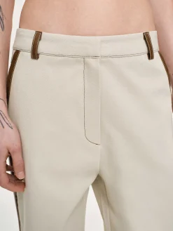 Women Source Unknown Bottoms-Leather-Trimmed Pants, Canvas