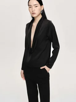Women Source Unknown Clothing-Leiva Cowl-Back Blouse, Black