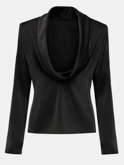 Women Source Unknown Clothing-Leiva Cowl-Back Blouse, Black