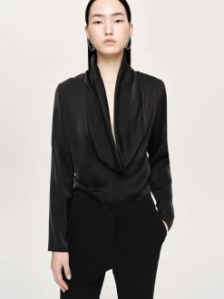 Women Source Unknown Clothing-Leiva Cowl-Back Blouse, Black