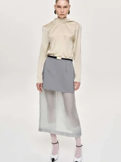 Women Source Unknown Tops-Leiva Cowl-Back Blouse, Parchment