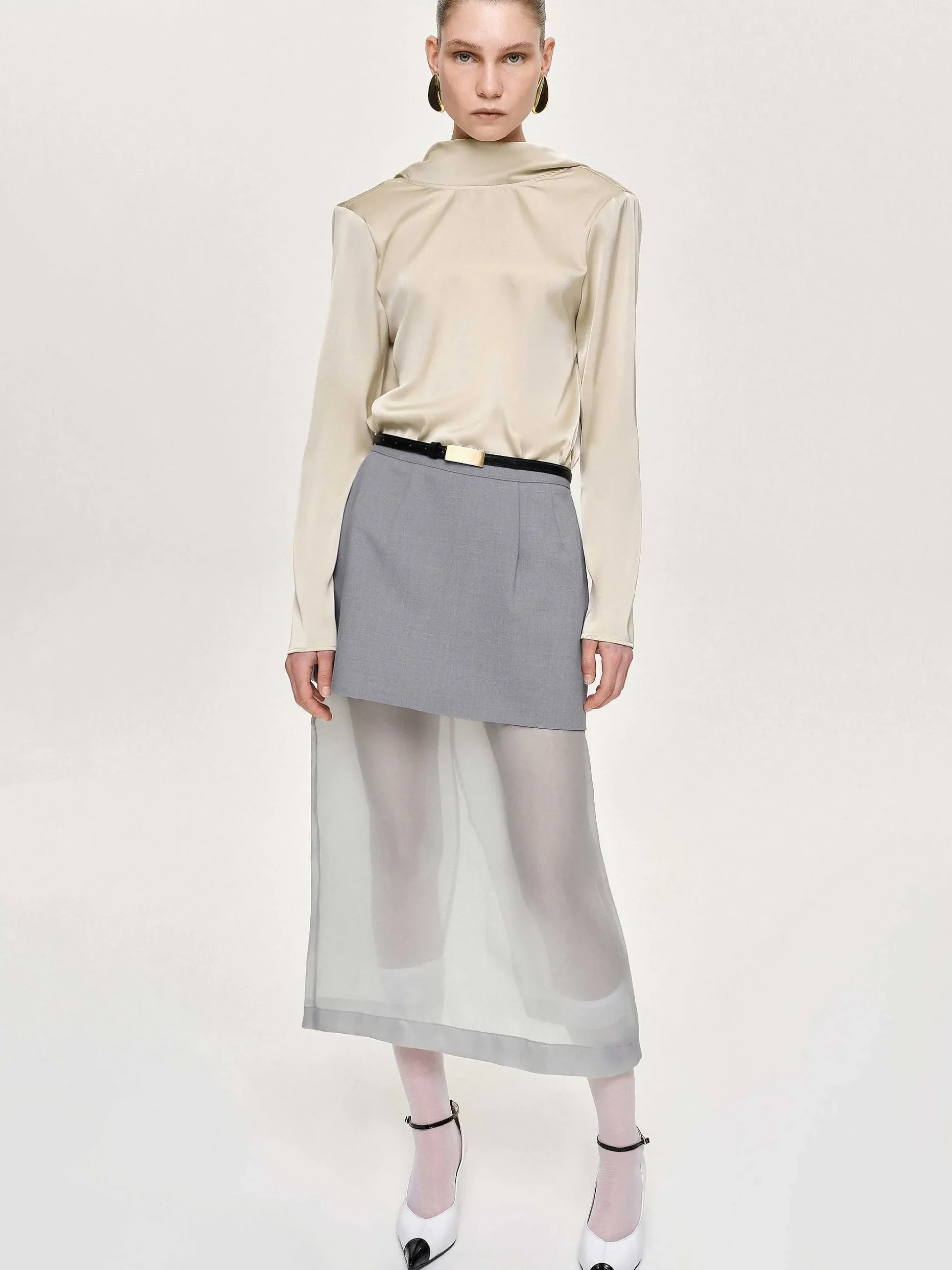 Women Source Unknown Tops-Leiva Cowl-Back Blouse, Parchment