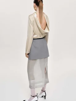 Women Source Unknown Tops-Leiva Cowl-Back Blouse, Parchment