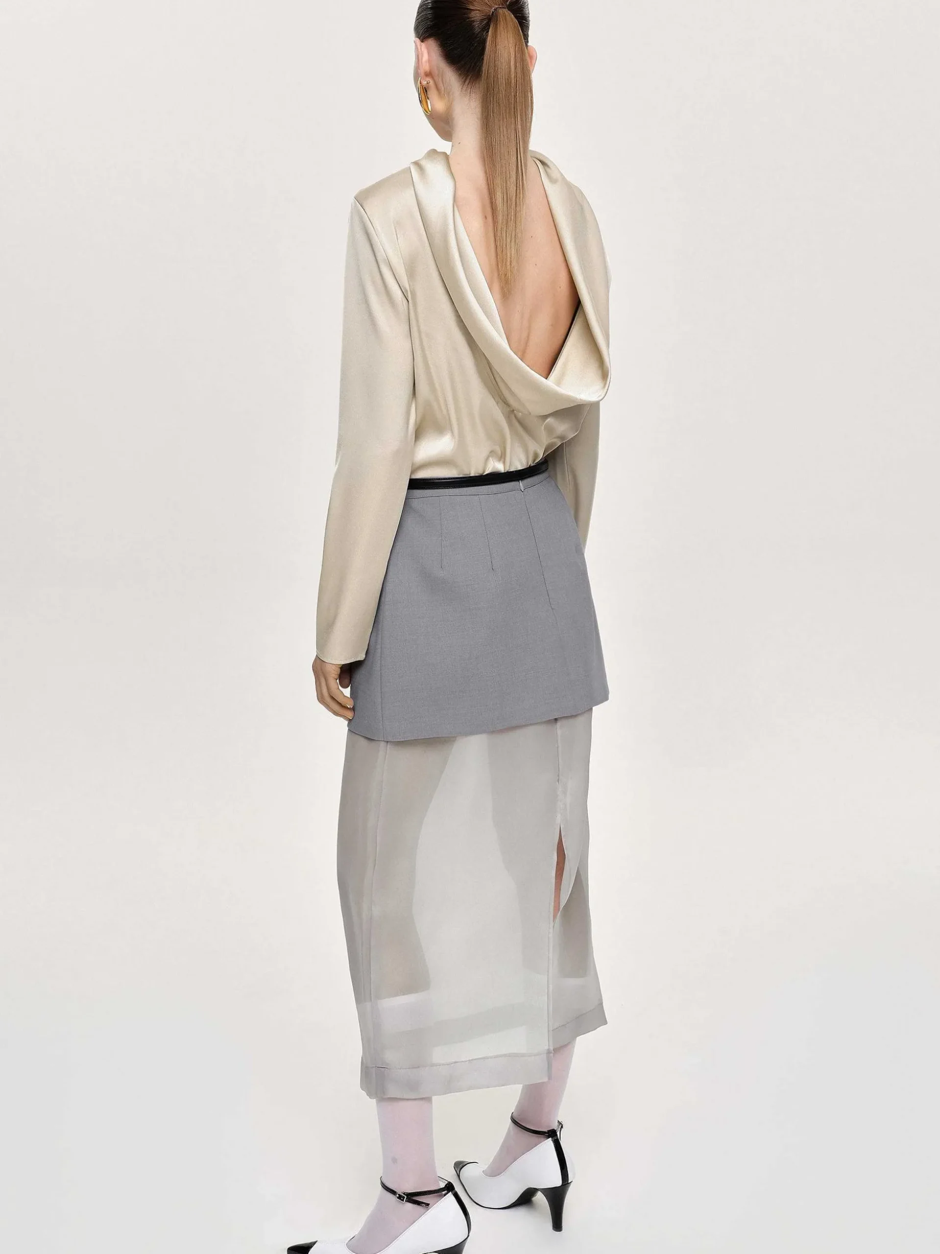 Women Source Unknown Tops-Leiva Cowl-Back Blouse, Parchment