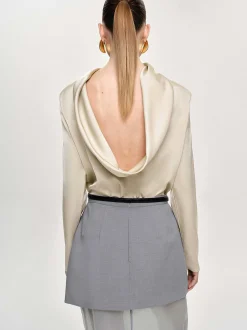 Women Source Unknown Tops-Leiva Cowl-Back Blouse, Parchment