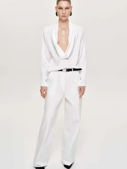 Women Source Unknown Tops-Leiva Cowl-Back Blouse, White