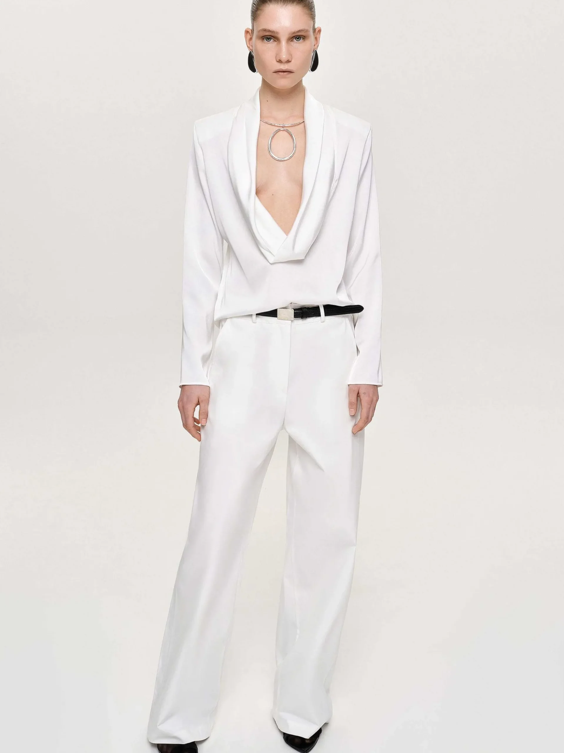 Women Source Unknown Tops-Leiva Cowl-Back Blouse, White