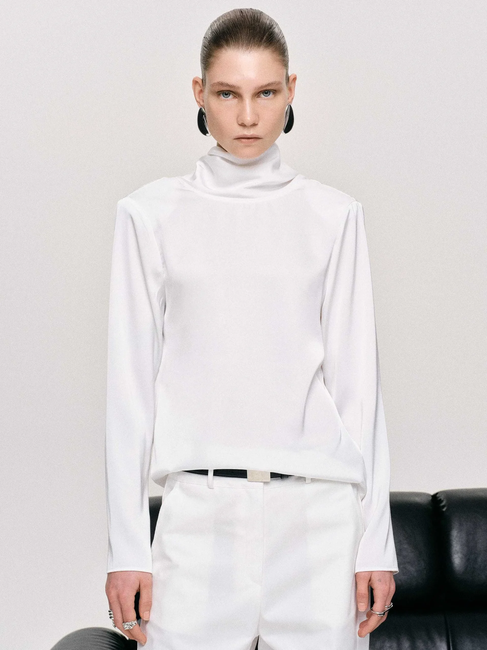 Women Source Unknown Tops-Leiva Cowl-Back Blouse, White