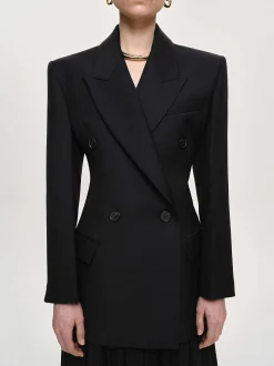 Women Source Unknown Outerwear-Leonara Double Breasted Cinch Blazer, Black