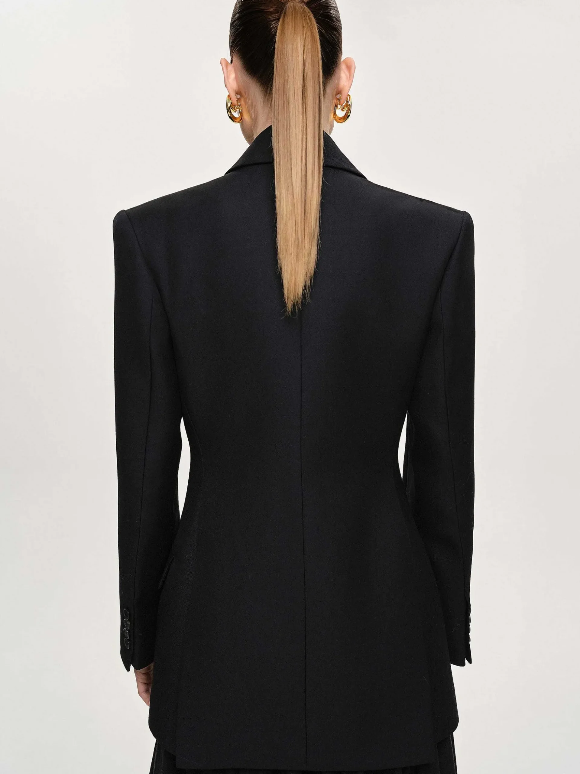 Women Source Unknown Clothing-Leonara Double Breasted Cinch Blazer, Black