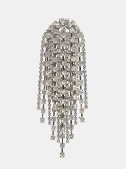 Women Source Unknown Accessories-Long Rhinestone Earrings, Silver