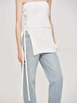 Women Source Unknown Knitwear-Long Split Rib Knit, White