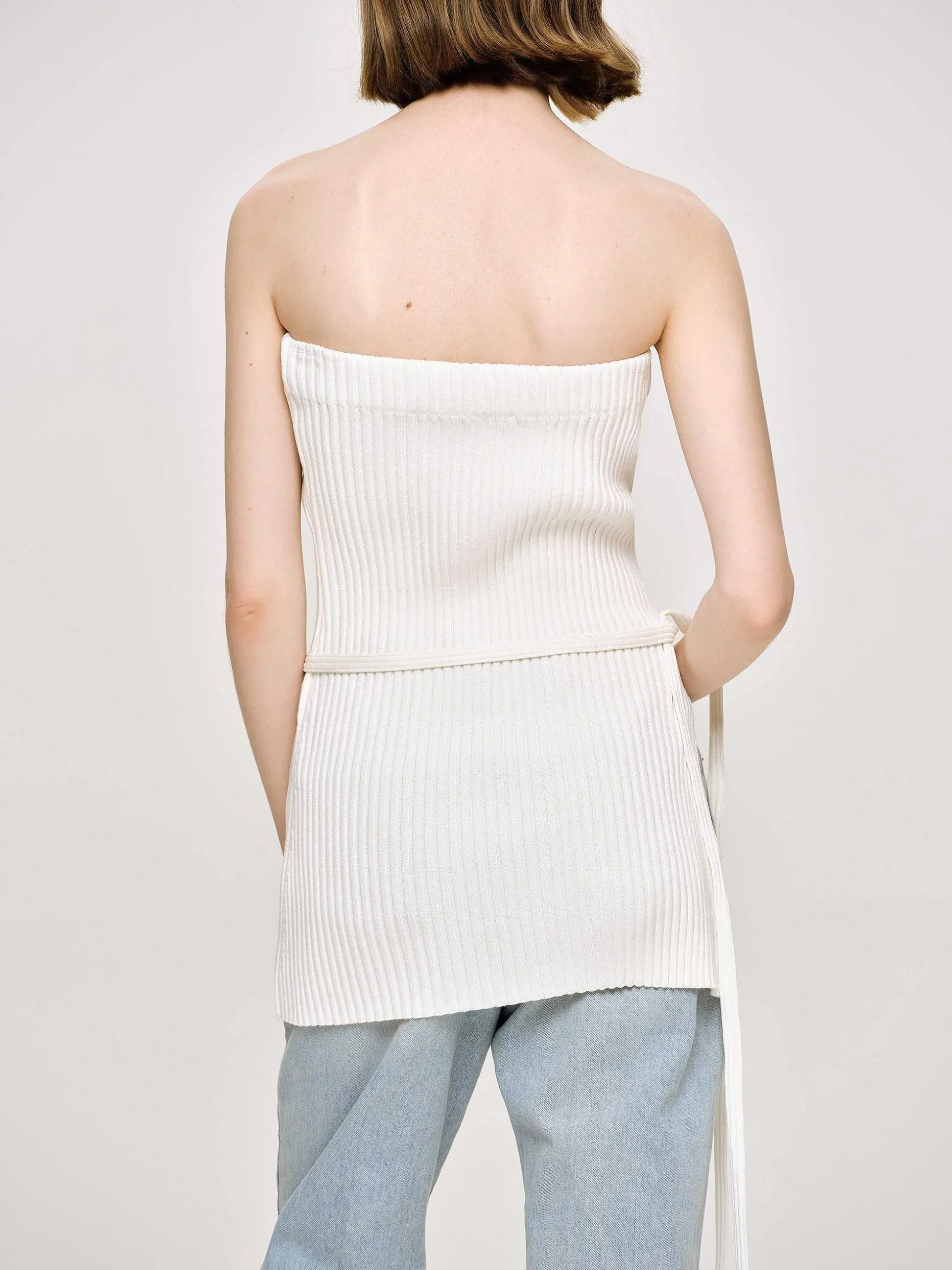 Women Source Unknown Knitwear-Long Split Rib Knit, White
