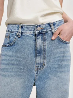Women Source Unknown Clothing-Long Straight-Leg Jeans, Light Vintage Blue