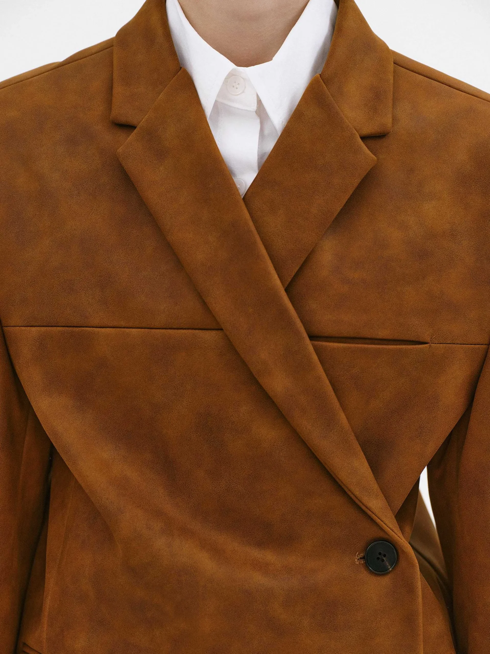 Women Source Unknown Accessories-Lui Faux Leather Blazer, Rust Brown