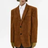 Women Source Unknown Accessories-Lui Faux Leather Blazer, Rust Brown