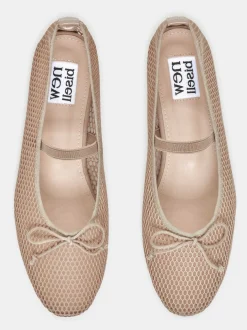 Women Source Unknown Shoes & Bags-Mary Jane Mesh Ballet Flats, Taupe