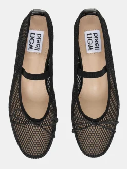 Women Source Unknown Shoes & Bags-Mary Jane Mesh Ballet Flats, Black