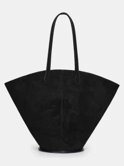 Women Source Unknown Clothing-Medium Suede Tote, Black