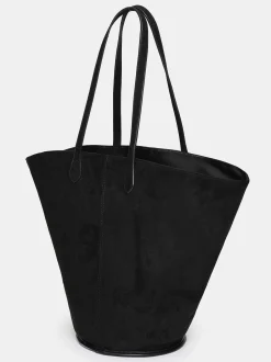 Women Source Unknown Clothing-Medium Suede Tote, Black