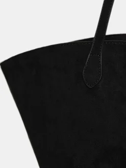 Women Source Unknown Clothing-Medium Suede Tote, Black