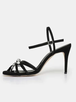 Women Source Unknown Shoes & Bags-Micol Open Toe Jeweled Heel Sandals, Black